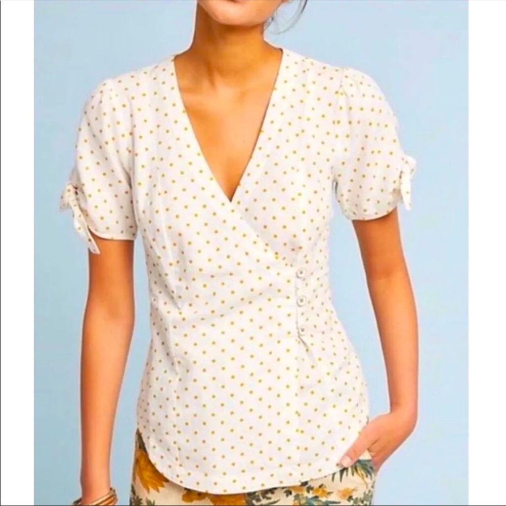 Maeve Summer Polka Dot Wrap Top